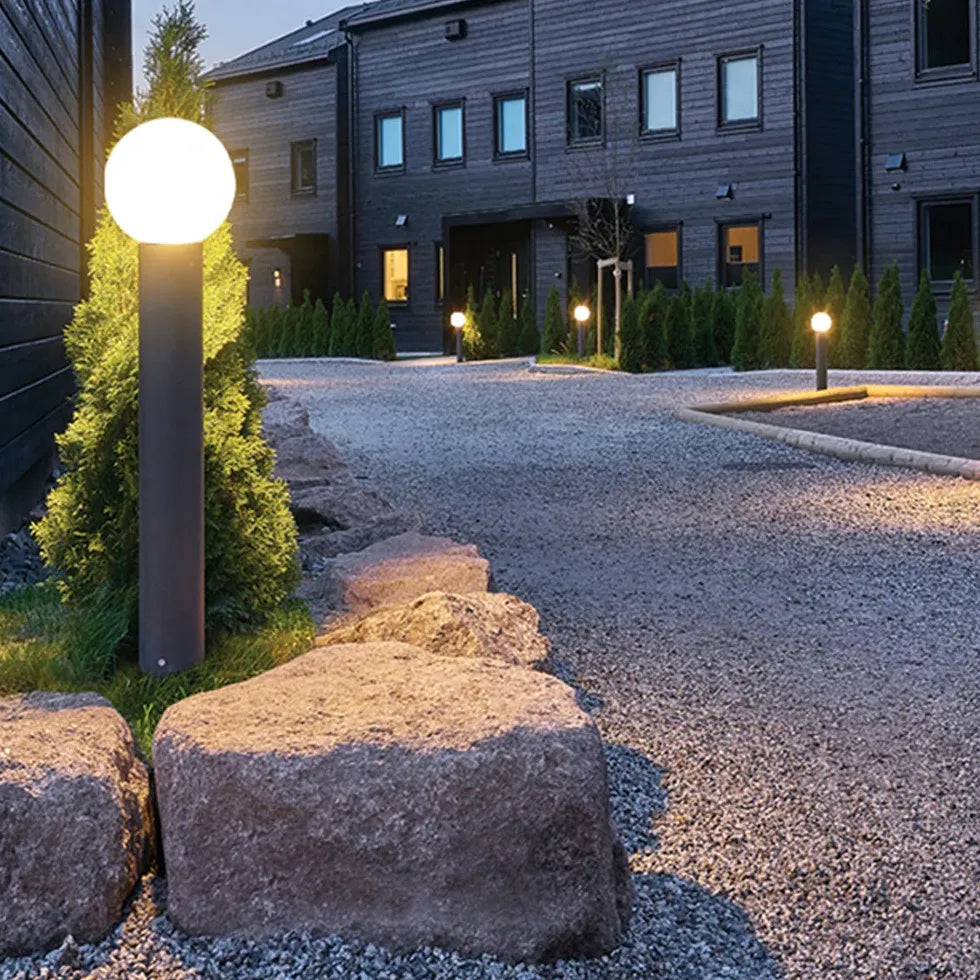 Bolvormige sokkellamp zwart cilindrisch voor buiten
