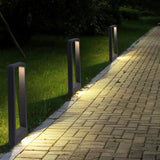 Rechthoekige padverlichting zwarte buiten verlichtingspaal