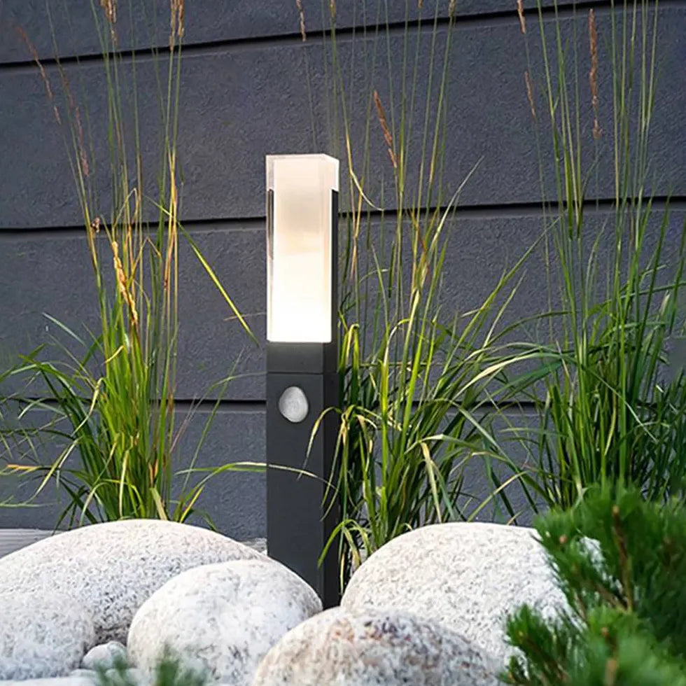Padverlichting met sensor rechthoekige buiten verlichtingspaal