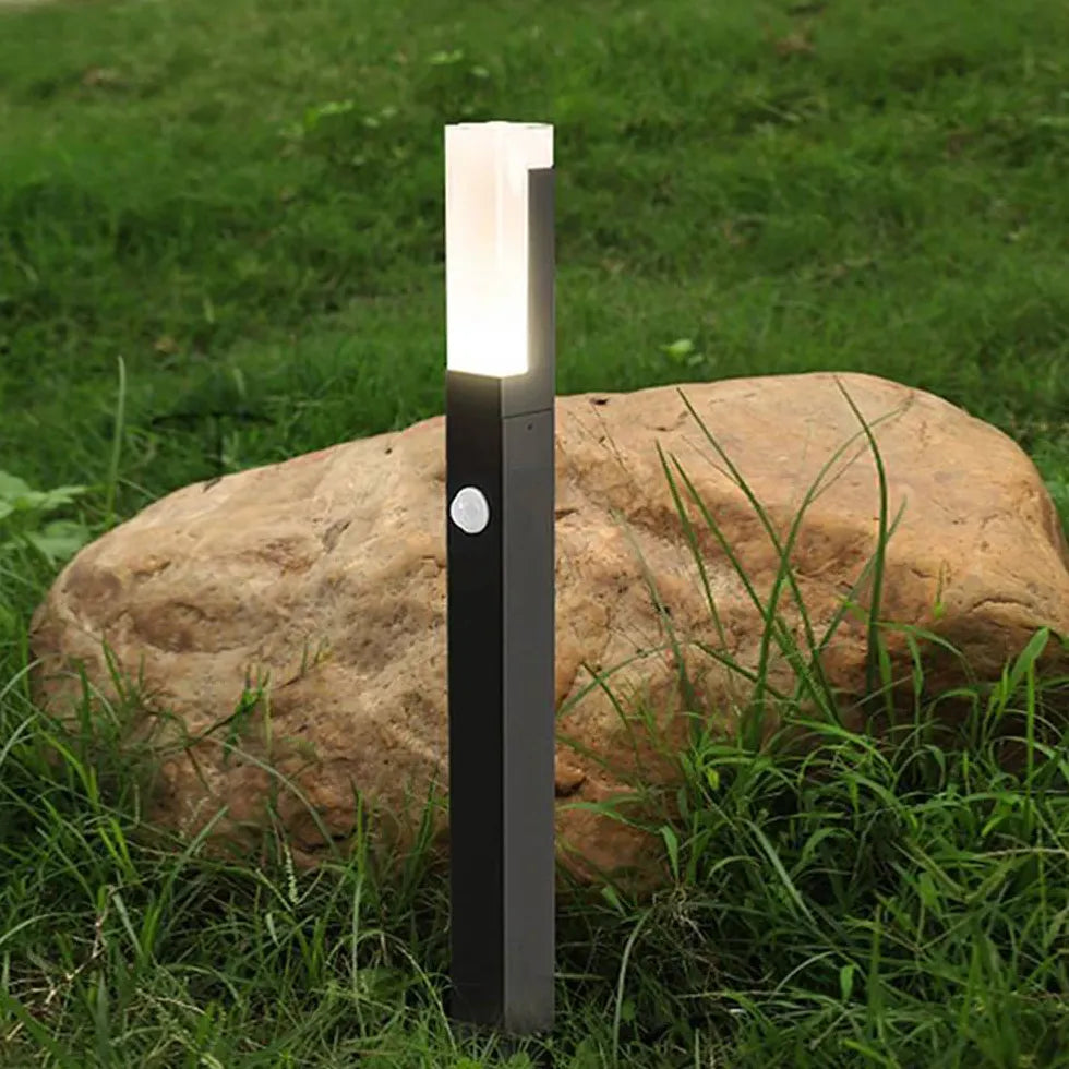 Padverlichting met sensor rechthoekige buiten verlichtingspaal