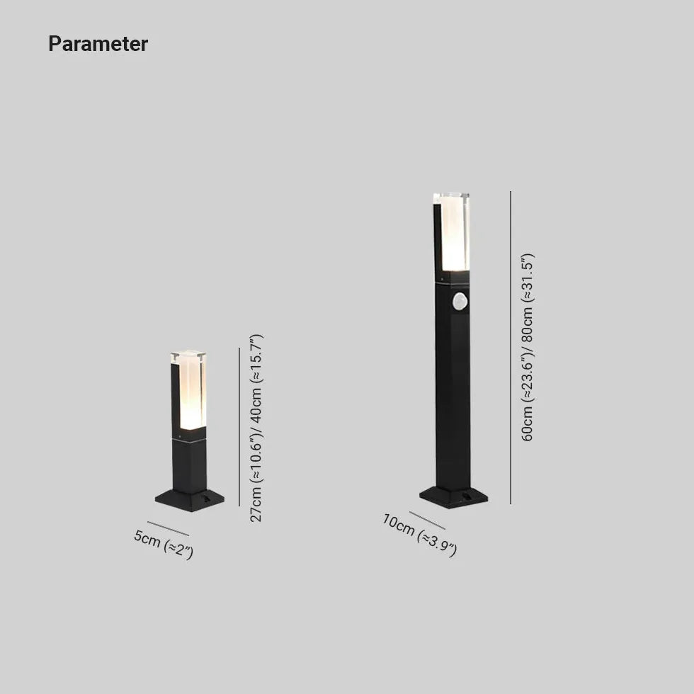 Padverlichting met sensor rechthoekige buiten verlichtingspaal