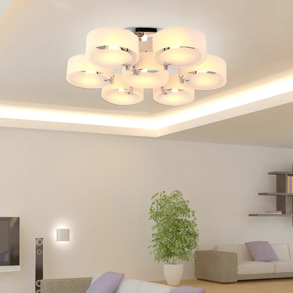 Moderne plafondlamp wit meerdere ronde lampen