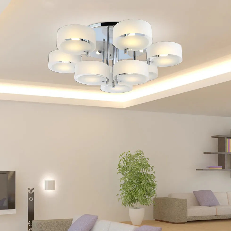 Moderne plafondlamp wit meerdere ronde lampen