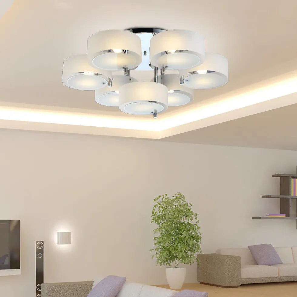 Moderne plafondlamp wit meerdere ronde lampen