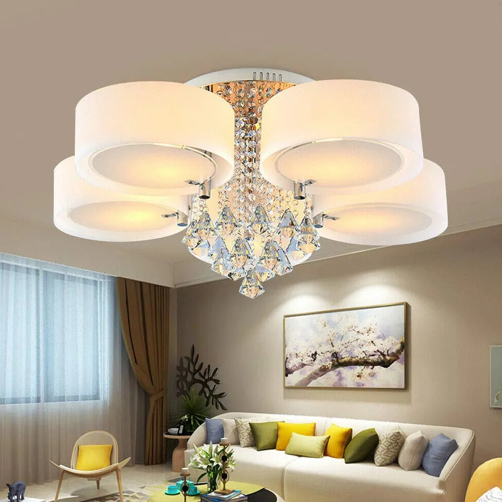 Moderne plafondlamp wit meerdere ronde lampen