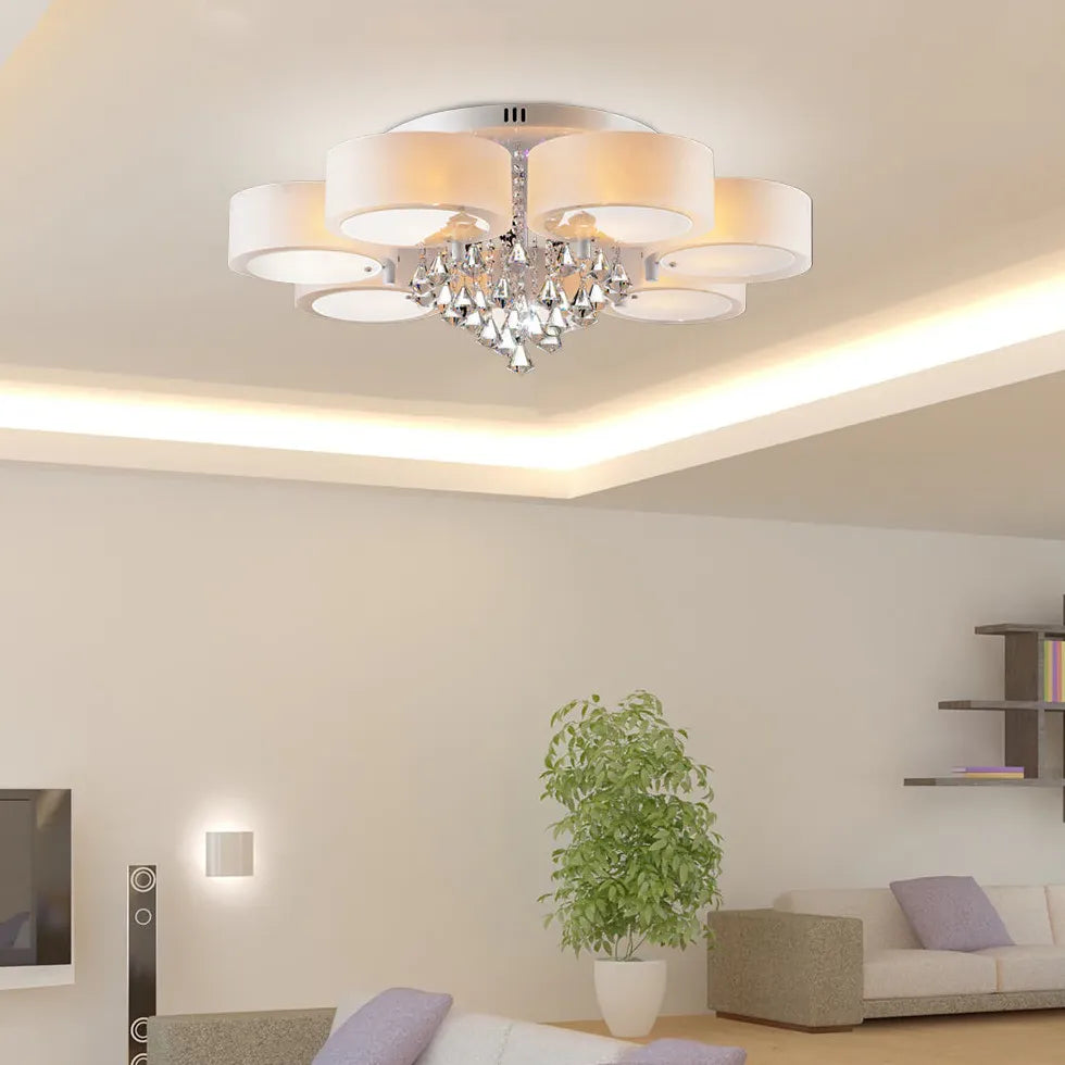 Moderne plafondlamp wit meerdere ronde lampen