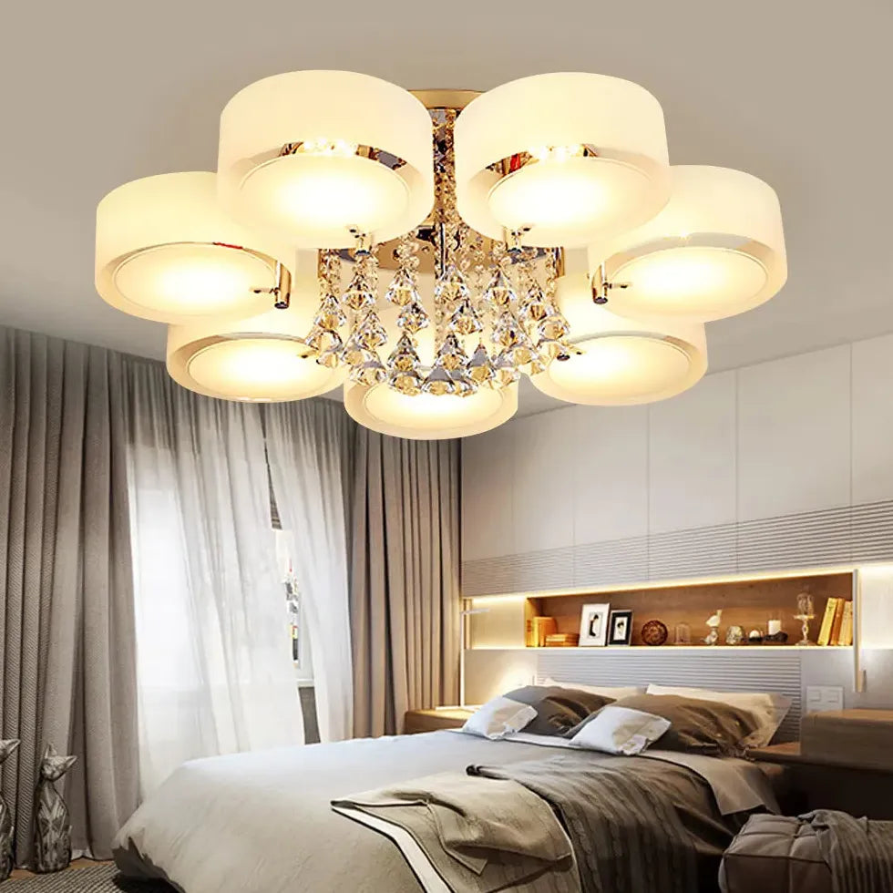 Moderne plafondlamp wit meerdere ronde lampen
