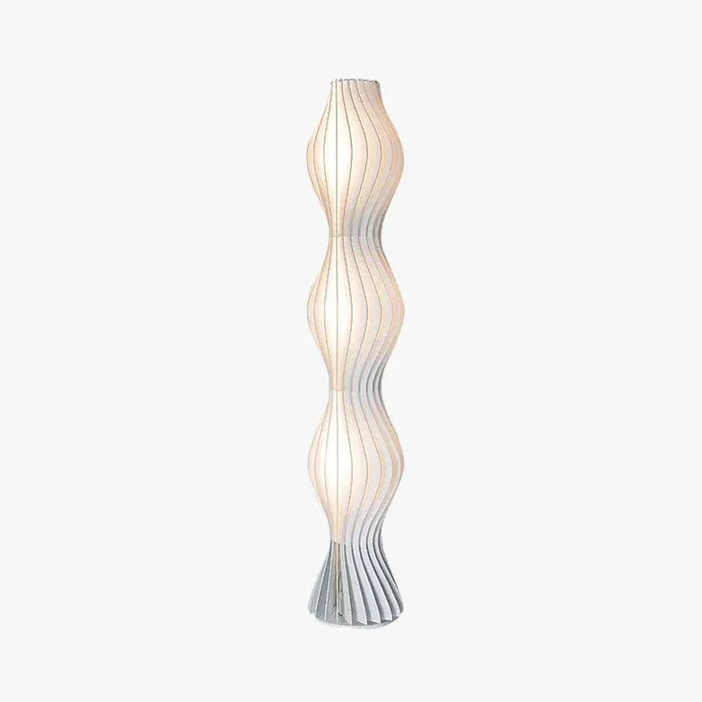 Staande vloerlamp woonkamer witte golvende vorm