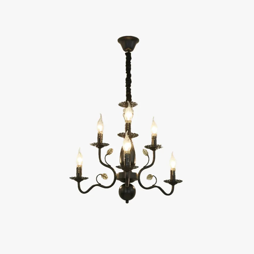 Vintage kroonluchter zwart kaarsenhouder ontwerp