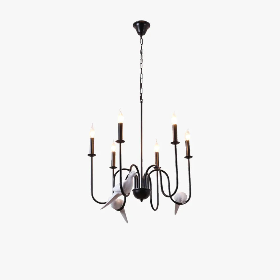 Vintage design kroonluchter met vogelkaarsenhouders