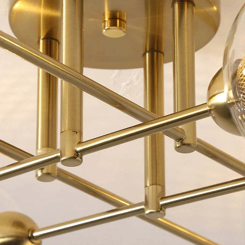 Kroonluchter glazen bollen gouden woonkamer