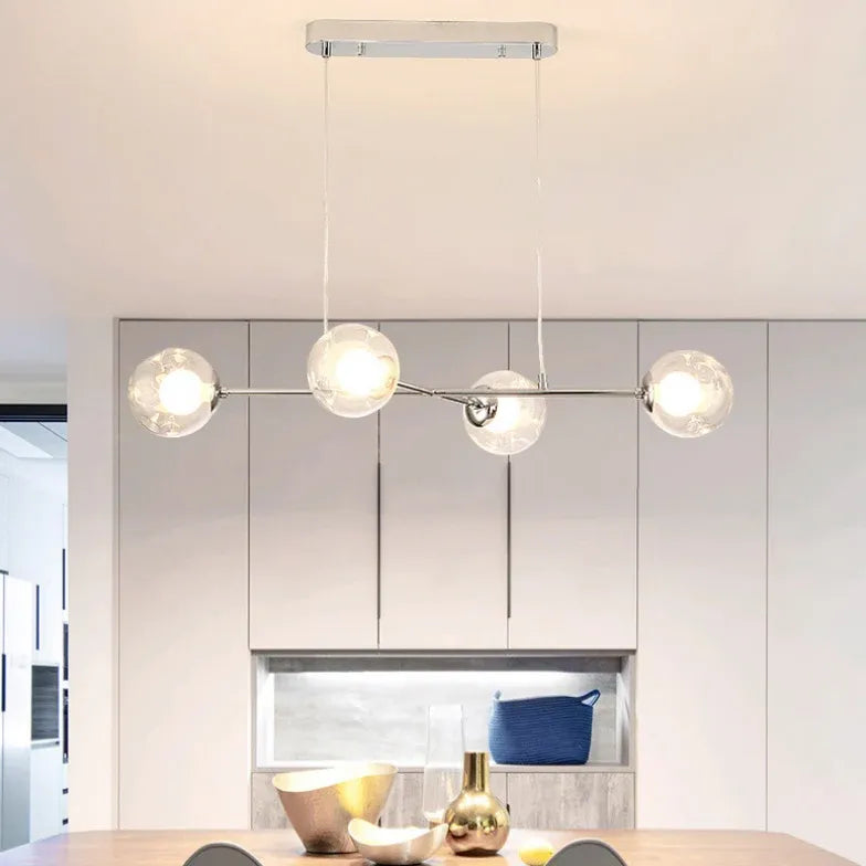 Hanglampen voor boven eettafel zilveren glazen bollen