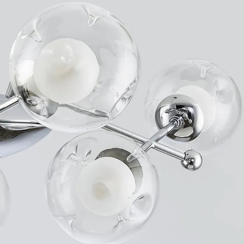 Hanglampen voor boven eettafel zilveren glazen bollen