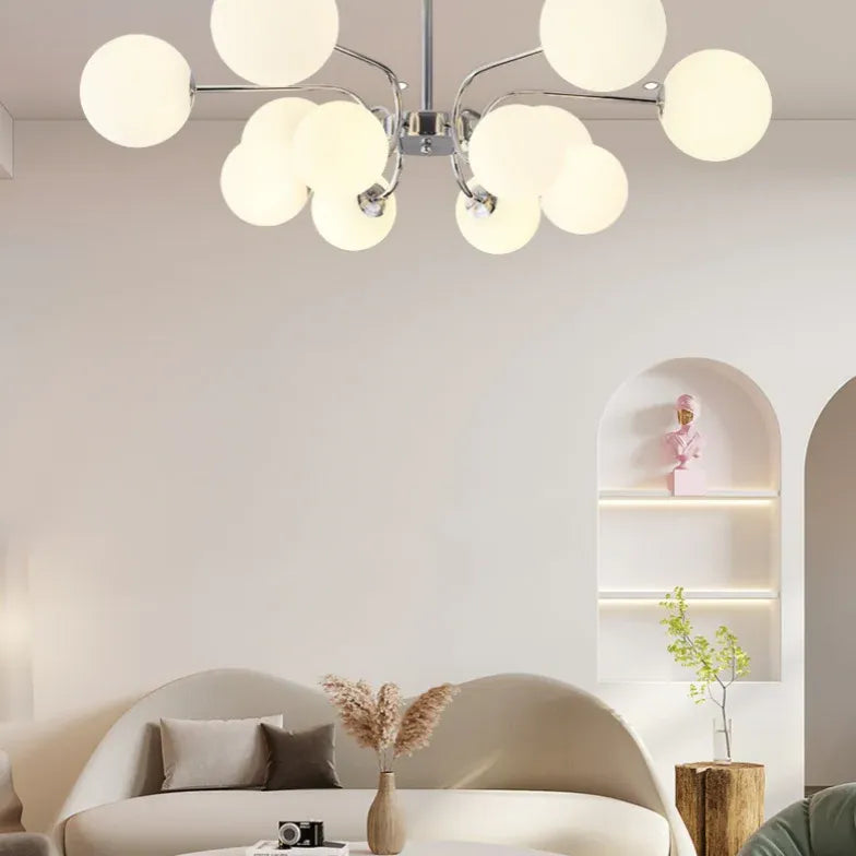 Hanglampen woonkamer modern met zilverwitte 12 lampen