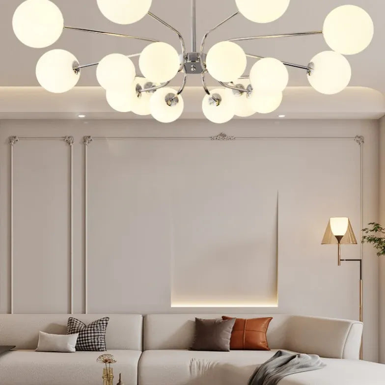 Hanglampen woonkamer modern met zilverwitte 12 lampen