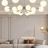Hanglampen woonkamer modern met zilverwitte 12 lampen