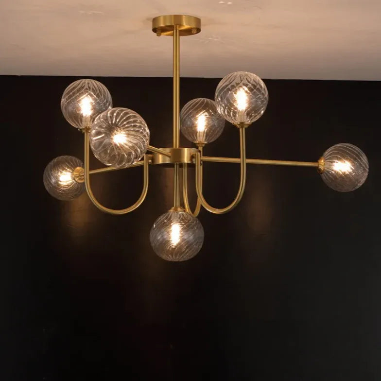Kroonluchter woonkamer witte bolvormige 9 lampen