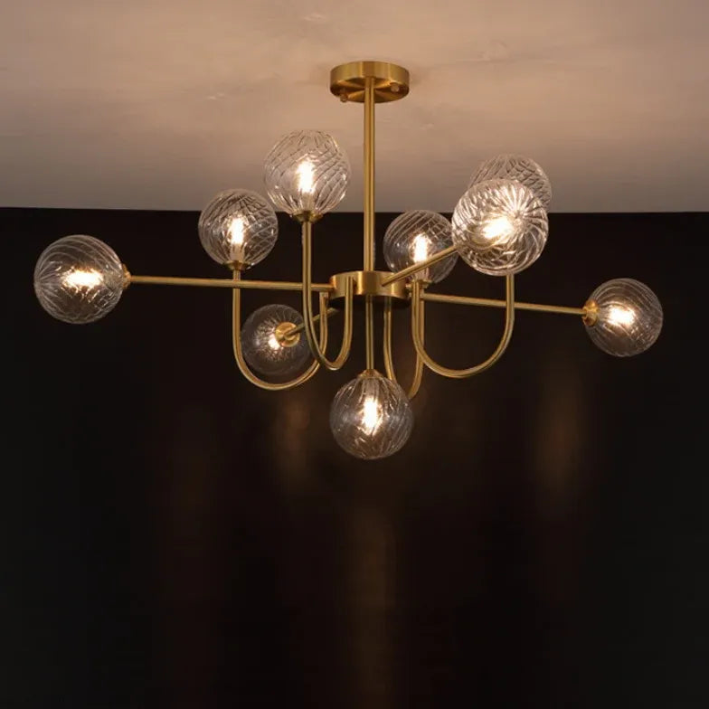 Kroonluchter woonkamer witte bolvormige 9 lampen