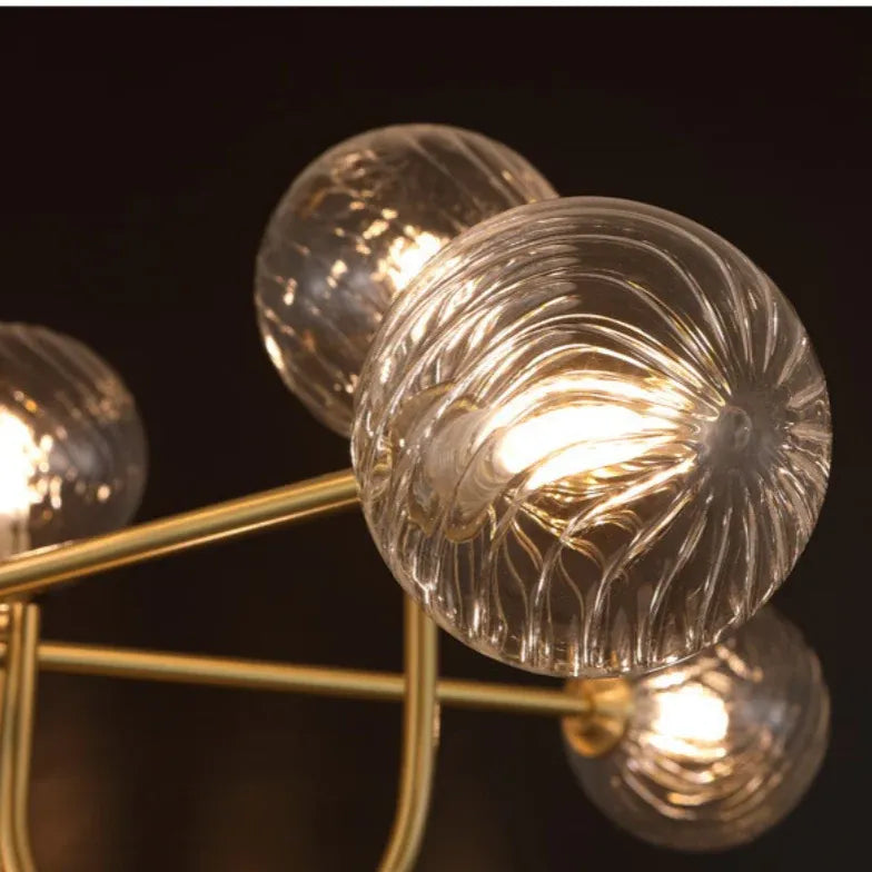 Kroonluchter woonkamer witte bolvormige 9 lampen