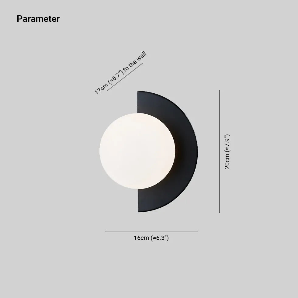 Zwarte wandlamp slaapkamer met moderne halve cirkel