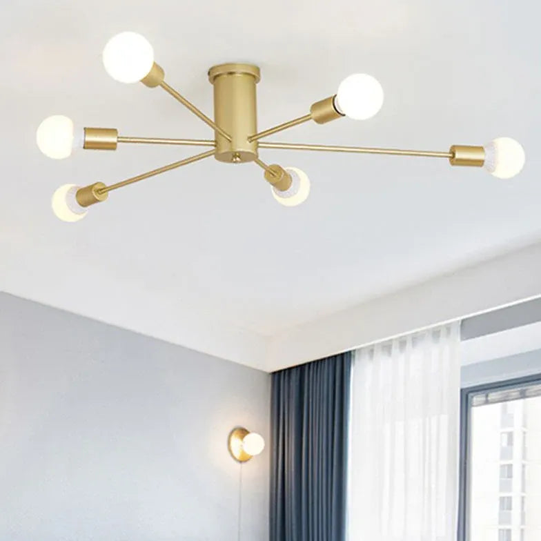Woonkamer plafond lamp met gouden takken