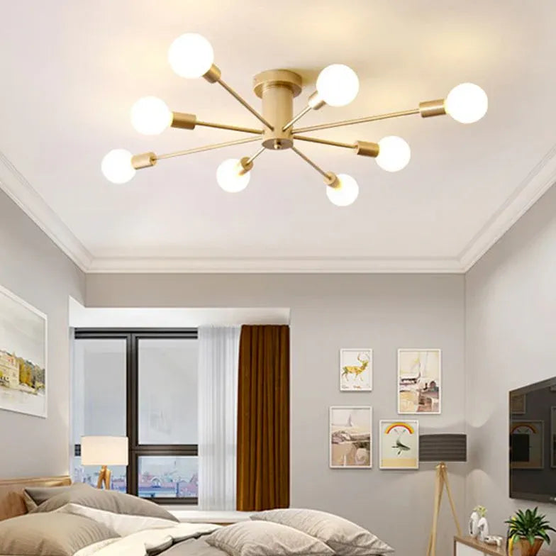 Woonkamer plafond lamp met gouden takken