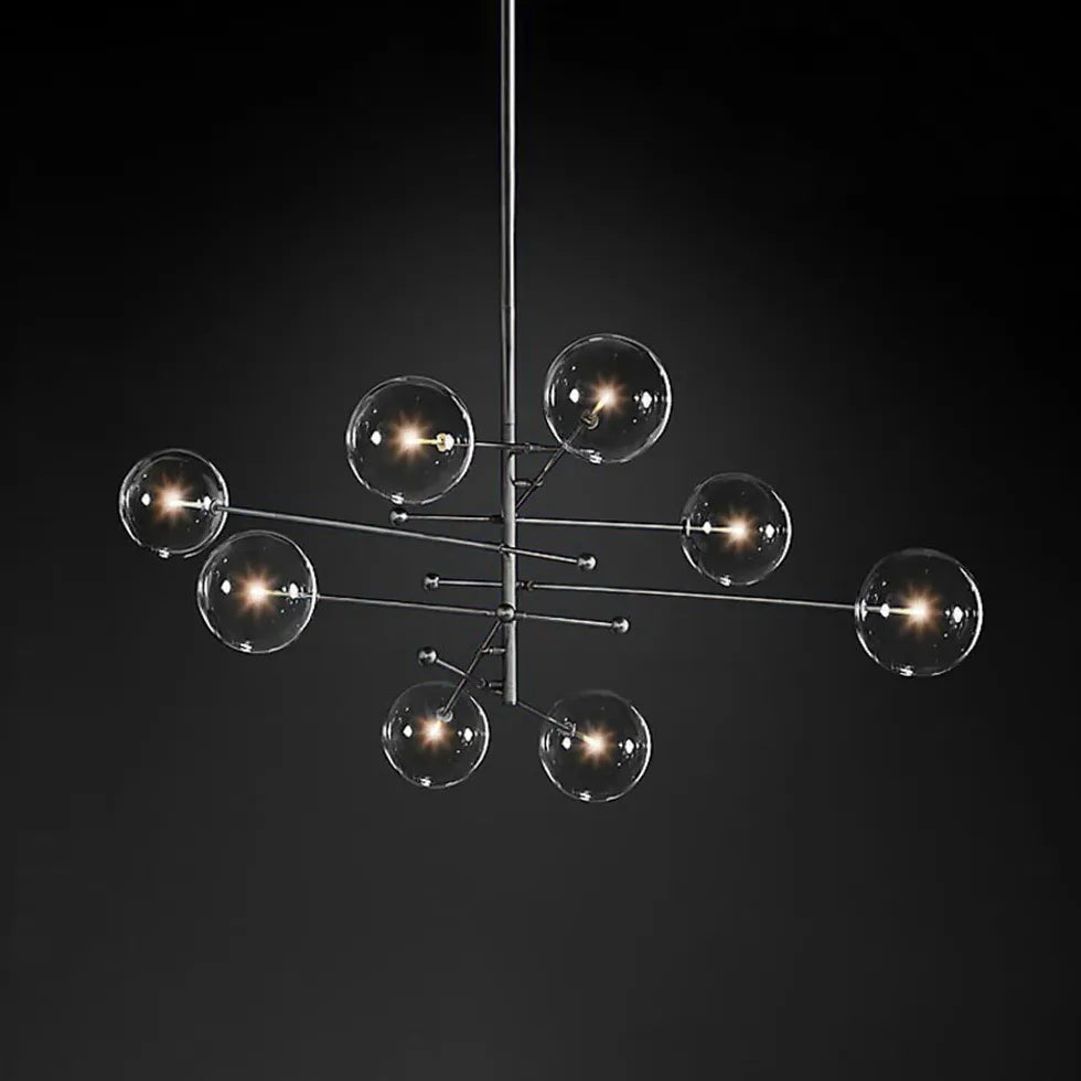 Kroonluchter glas modern met zwarte takstructuur