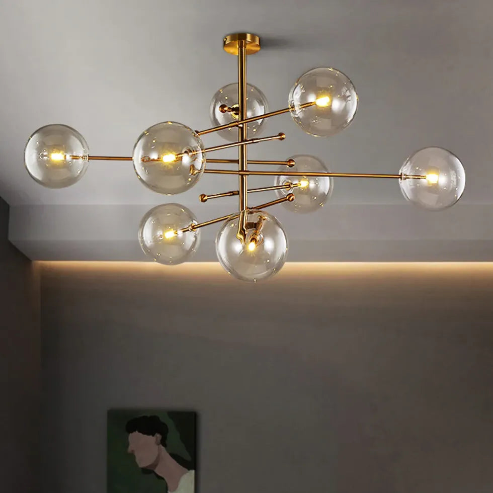 Kroonluchter glas modern met zwarte takstructuur
