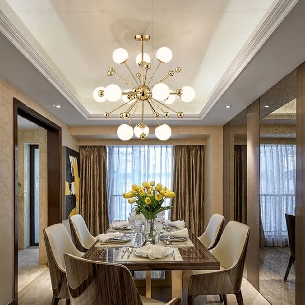 Goud kroonluchter voor moderne creatieve eetkamer