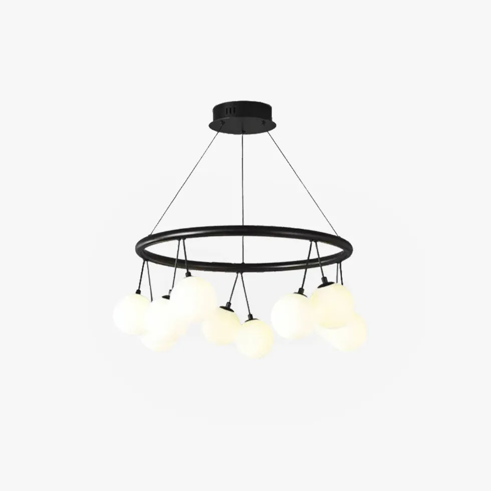 Hanglampen zwart ring en glazen bollen