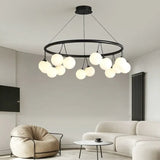 Hanglampen zwart ring en glazen bollen