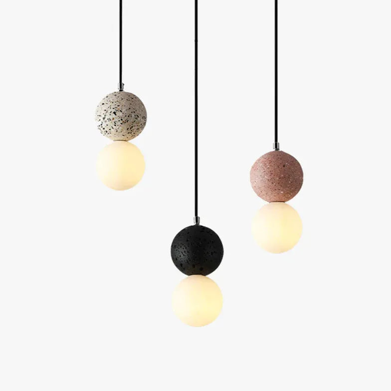 Bollamp hanglamp van steen slaapkamer