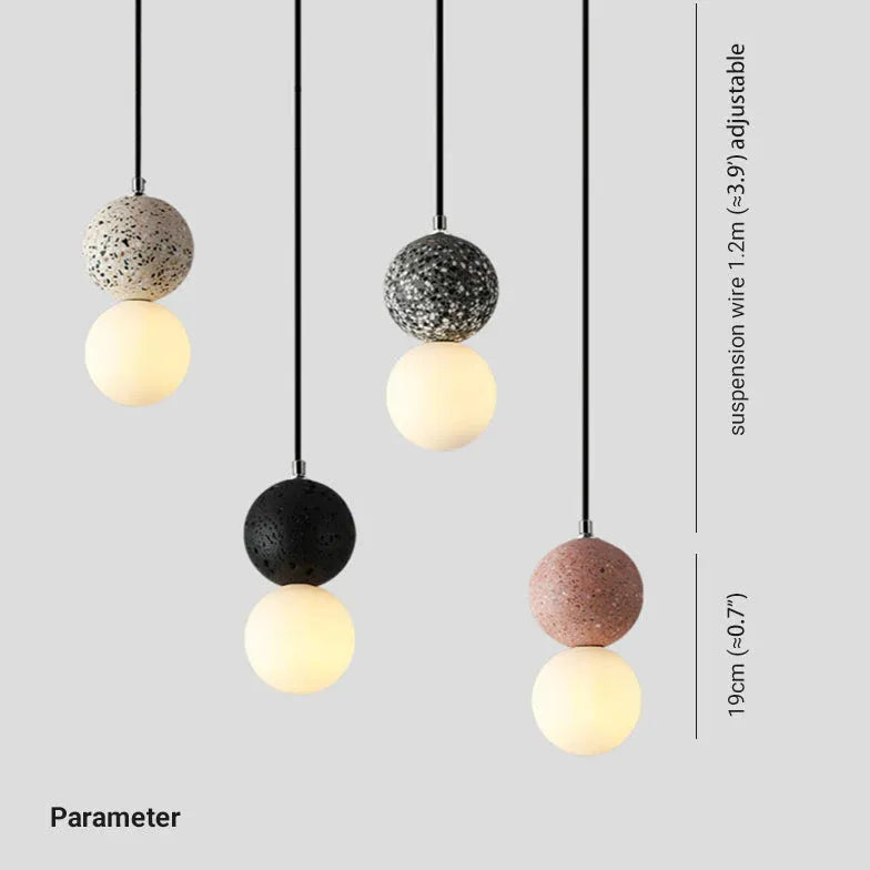 Bollamp hanglamp van steen slaapkamer