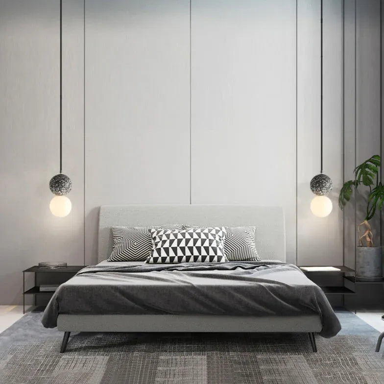 Bollamp hanglamp van steen slaapkamer