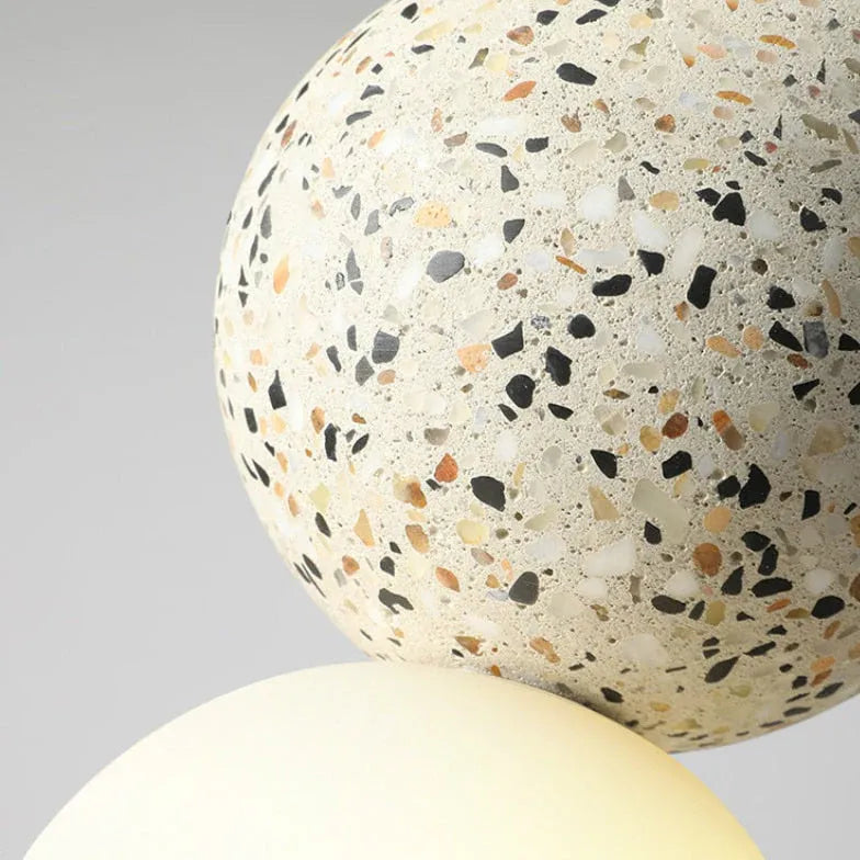 Bollamp hanglamp van steen slaapkamer